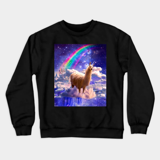 Rainbow Llama Unicorn - Llamacorn Crewneck Sweatshirt by Random Galaxy